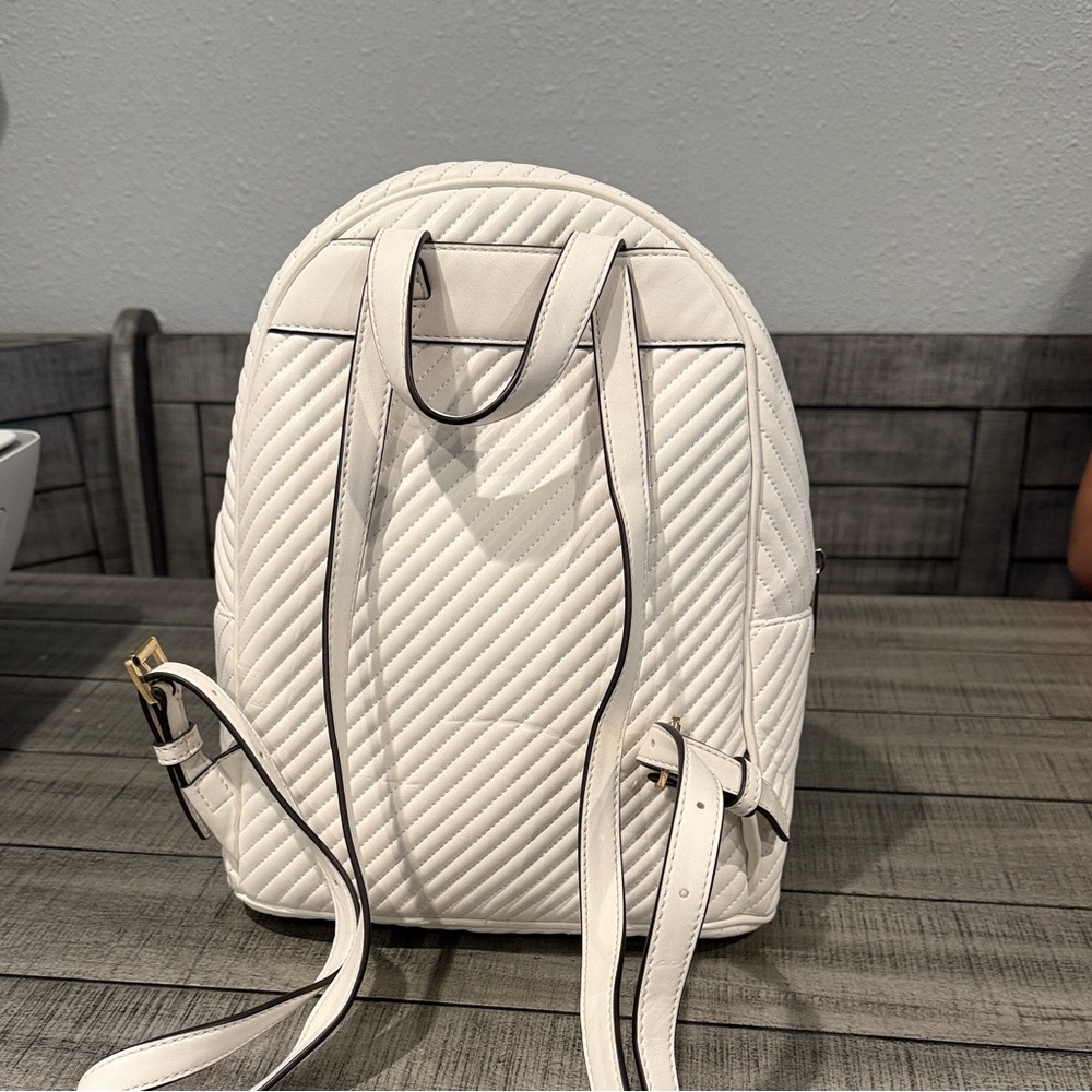 Michael Kors White Quilted Mini Backpack with Rainbow Stripe - Picture 3 of 3